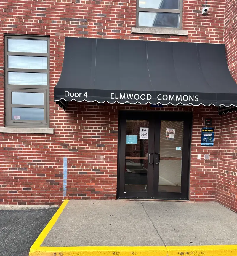 Door 4 entrance at Elmwood Commons, 3200 Elmwood Ave, Tonawanda, NY - arrival point for Time to Dance performances